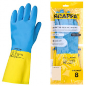 Перчатки латексно-неопреновые SCAFFA "Спектр", КЩС-1, хлопчатобумажное напыление, размер 8, M (средний), 00-01017726