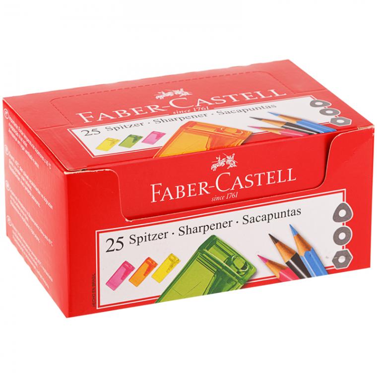 Точилка пластиковая Faber-Castell 1 отверстие, контейнер, ассорти, флуоресцентные цвета