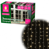 Электрогирлянда-занавес комнатная вид: "Штора" 3х2 м, 306 LED, тёплый белый, 220V, ЗОЛОТАЯ СКАЗКА, 591334