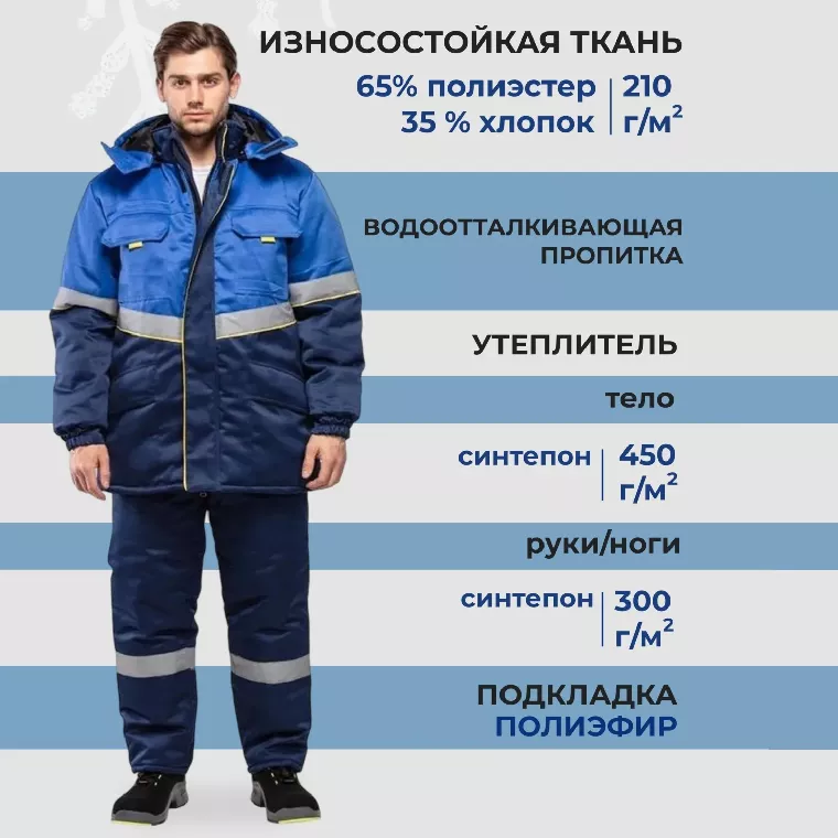 Костюм рабочий зимний муж з43-КБР син/вас (р.52-54) 182-188 (серия З)