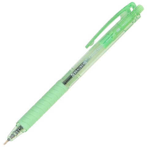 Ручки шариковые автоматические с грипом BRAUBERG "CLASSIC PASTEL", СИНИЕ, НАБОР 5 ШТ., пишущий узел 0,5 мм, линия письма 0,35 мм, 144470