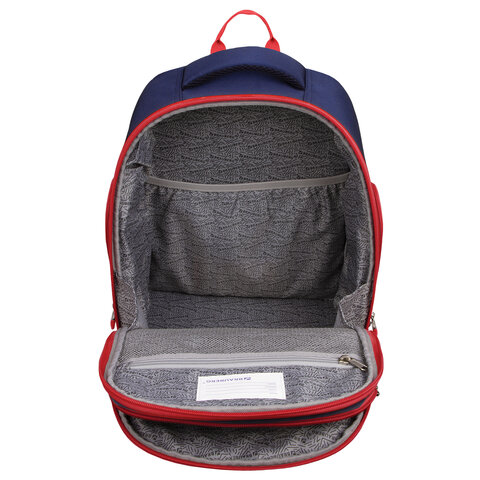 Рюкзак BRAUBERG CLASSIC, легкий каркас, премиум материал, "Wild wolf", синий, 37х32х21 см, 271393