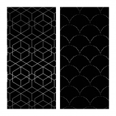 Упаковочная бумага глянц. 70*100см, MESHU "Pattern on black", 80г/м2, ассорти 2 дизайна