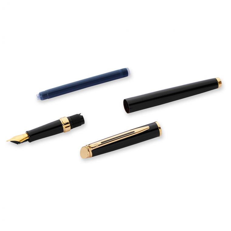 Ручка перьевая Waterman "Hemisphere Mars Black GT" синяя, 0,8мм, подарочная упаковка