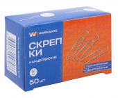 Скрепки, 50 мм WORKMATE , 50 шт, цветные