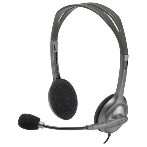 Наушники с микрофоном (гарнитура) LOGITECH H110, проводная, компьютерная, 1,83 м, стерео, 2 x mini jack 3,5 мм, черная