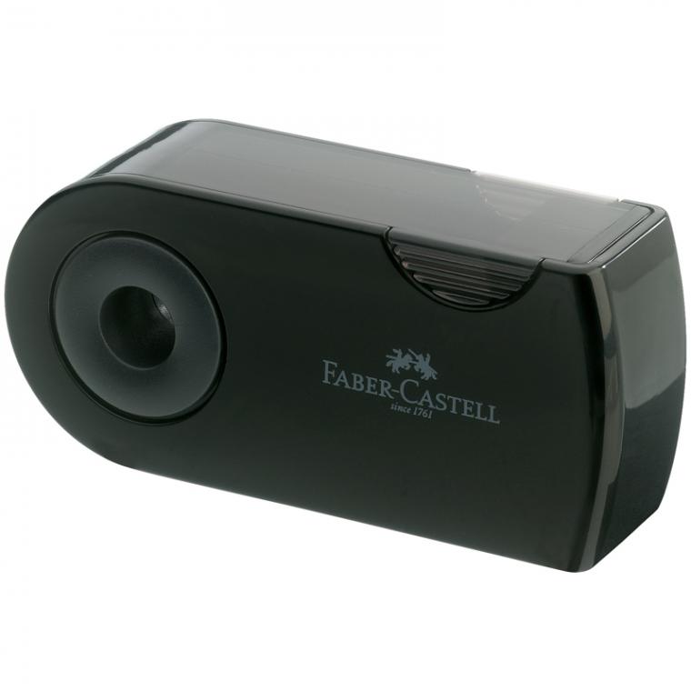 Точилка пластиковая Faber-Castell "Sleeve" 2 отверстия, контейнер, черная