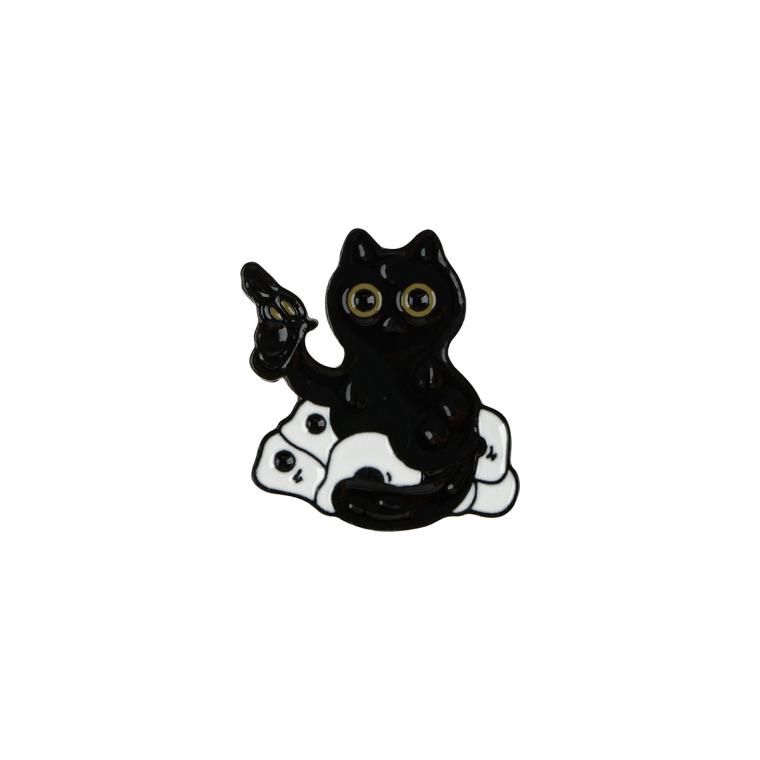 УЦЕНКА - Набор металлических значков MESHU "Black cats", эмаль, 4шт, картонная подложка, европодвес (осн 368830)