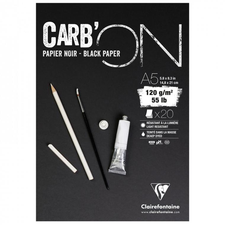 Скетчбук 20л., А5 Clairefontaine на склейке, мелкозер., черный, 120г/м2