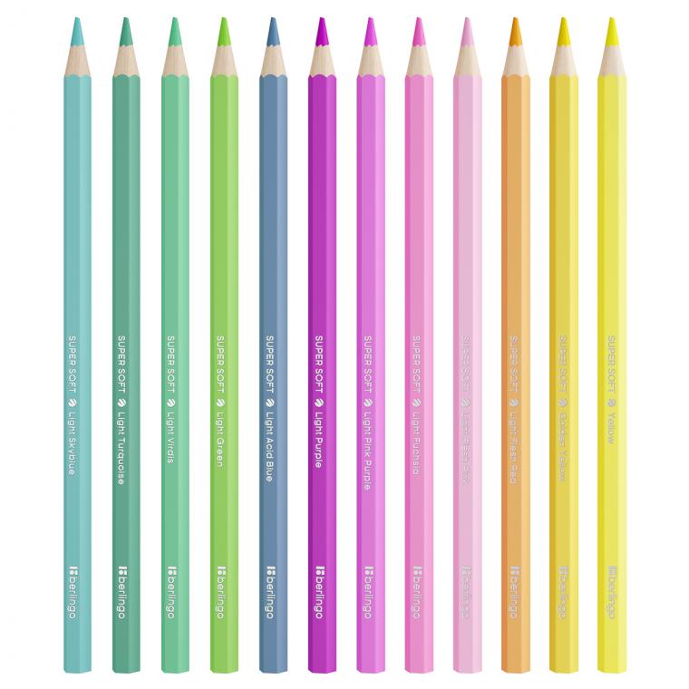 Карандаши цветные пастельные Berlingo "SuperSoft. Pastel", 12цв., заточен., европодвес