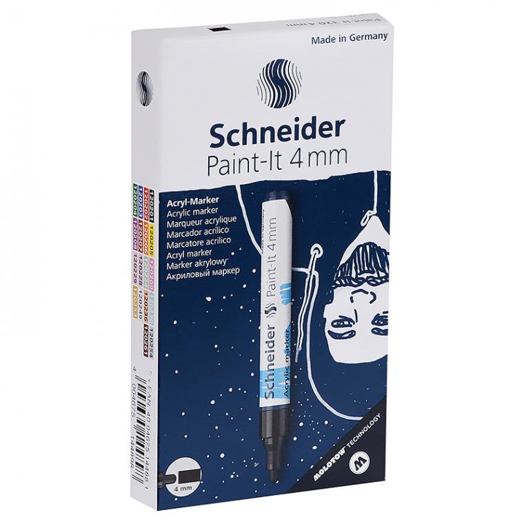 Маркер акриловый Schneider "Paint-It 320" 4мм, пулевидный, серебряный