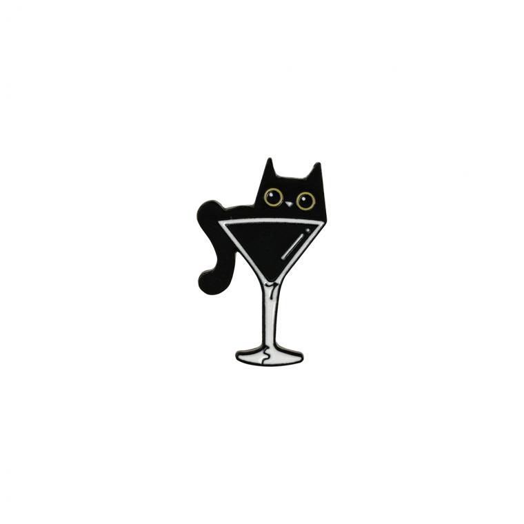 УЦЕНКА - Набор металлических значков MESHU "Black cats", эмаль, 4шт, картонная подложка, европодвес (осн 368830)