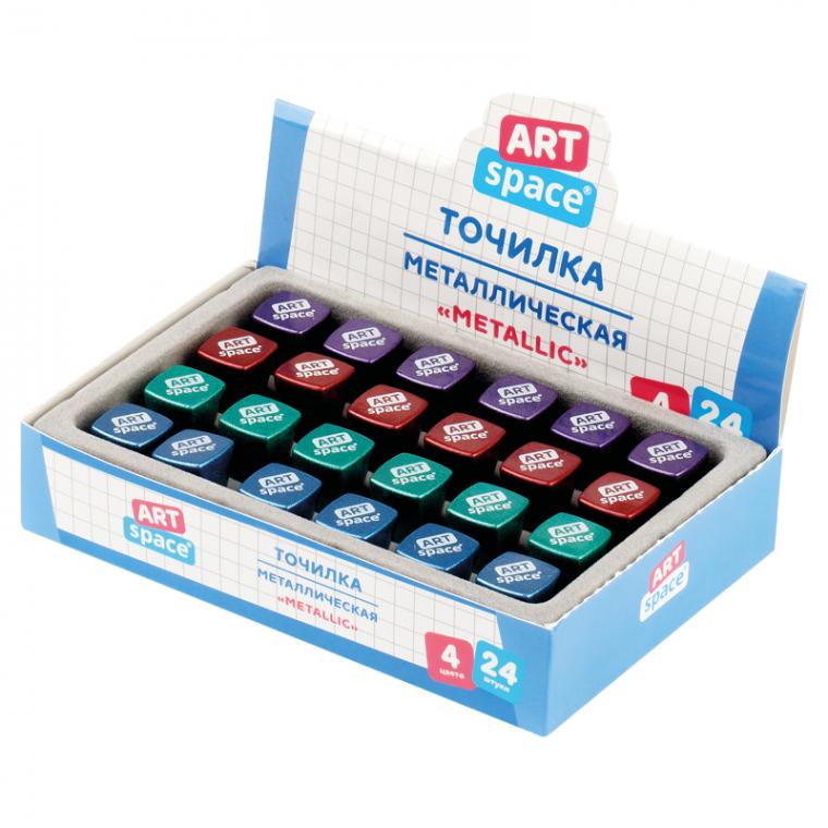 Точилка металлическая ArtSpace "Metallic", 1 отверстие, ассорти