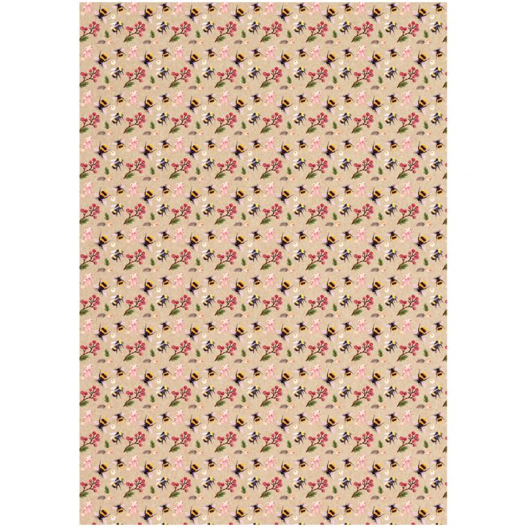 Упаковочная бумага крафт 70*100см, MESHU "Крылатые созданья", 70г/м2, ассорти 5 дизайнов