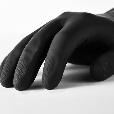 Перчатки латексные MANIPULA "КЩС-1", двухслойные, размер 9, L (большой), черные, L-U-03/CG-942
