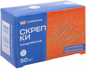 Скрепки, 50 мм, WORKMATE 50 шт, оцинкованные гофрированные, карт. упак.