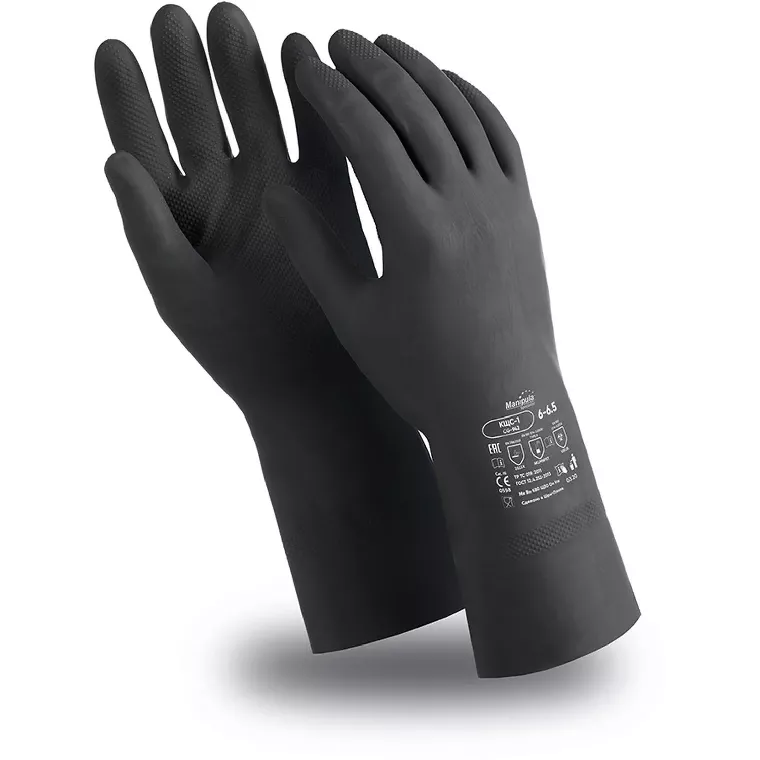 Перчатки латекс черный Manipula КЩС-1 (L-U-03/CG-942) р.9,ПС
