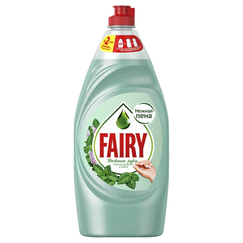 Средство для мытья посуды, 900 мл, FAIRY (Фейри) Нежные руки "Чайное дерево и мята"