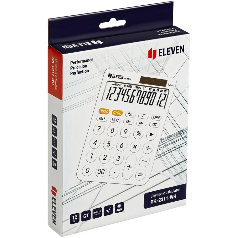 Калькулятор настольный Eleven RK-2311-WH, 12 разрядов, двойное питание, 143*192*26мм, белый