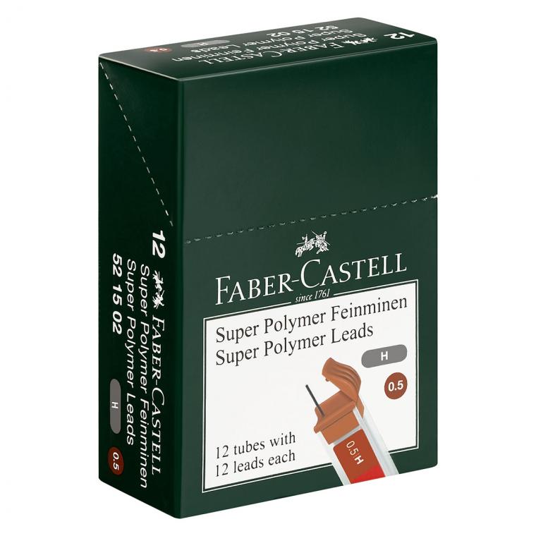 Грифели для механических карандашей Faber-Castell "Polymer", 12шт., 0,5мм, H