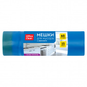 Мешки для мусора  60л OfficeClean ПСД, 60*70см, 30мкм, 15шт., особо прочные, синие, в рулоне, с завязками