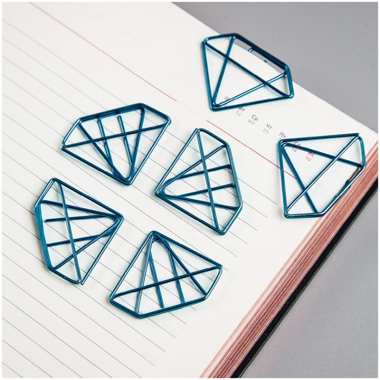 Скрепки фигурные 25мм, MESHU "Diamonds", 6шт., пакет с европодвесом