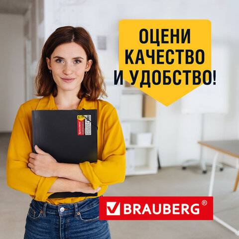 Папка на резинках BRAUBERG "Business", А4, 13 отделений, пластиковый индекс, черная, 0,5 мм, 224147