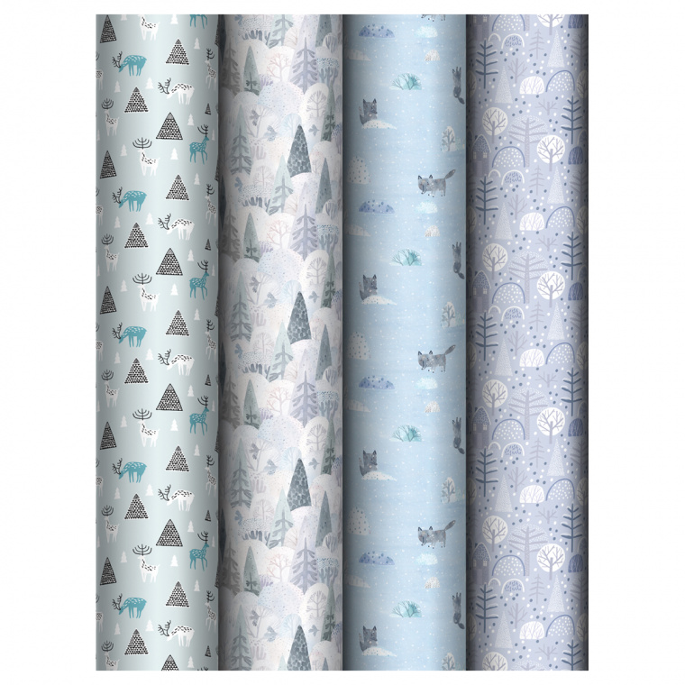 Упаковочная бумага глянц. 70*100см, MESHU "Winter mood", 80г/м2, ассорти 4 дизайна