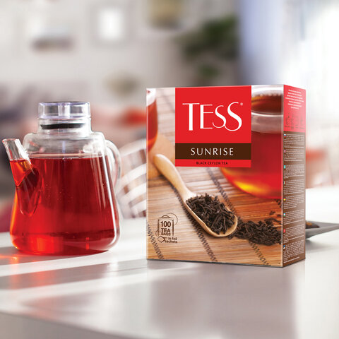 Чай TESS "Sunrise" черный цейлонский, 100 пакетиков в конвертах по 1,8 г,, 0918-09