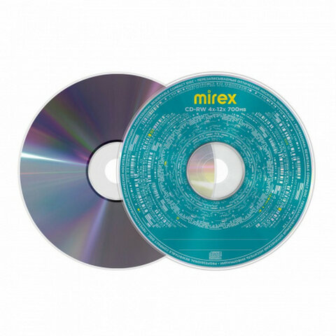 Диск CD-RW MIREX, 700 Мб, 4-12x, бумажный конверт, 1 штука, UL121002A8C