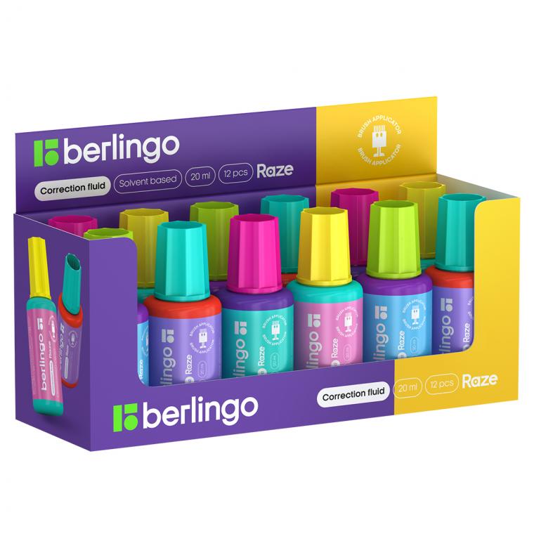 Корректирующая жидкость Berlingo "Raze", 20мл, на химической основе с кистью