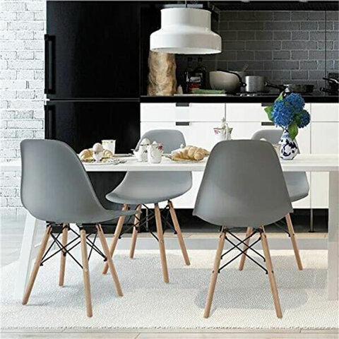 Стулья BRABIX "Eames CF-010", КОМПЛЕКТ 4 шт., пластик серый, опоры дерево/металл, 532632