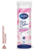 Ватные диски КОМПЛЕКТ 100 шт., AURA, двусторонние, 20711, 13115