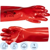 Перчатки DELTA PLUS PVC733510 ПВХ КЩС цв.красный р.10
