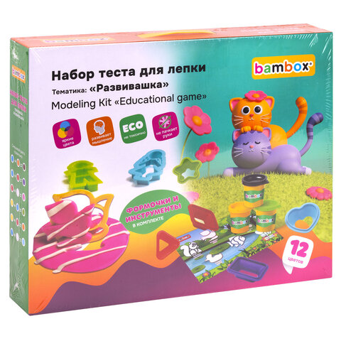Тесто-пластилин для лепки BAMBOX (БАМБОКС), НАБОР "Развивашка" с цифрами и формочками, 107255