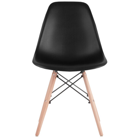 Стулья BRABIX "Eames CF-010", КОМПЛЕКТ 4 шт., пластик черный, опоры дерево/металл, 532631