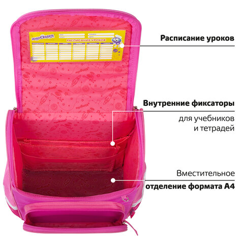 Ранец ЮНЛАНДИЯ WISE, 1 отделение, 3 кармана, устойчивое дно, "Lovely fox", 37x29х15 см, 271396