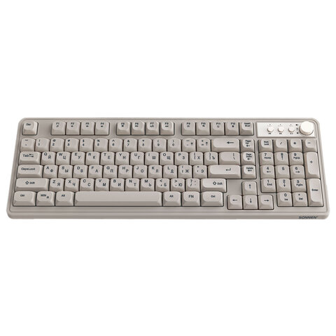 Клавиатура проводная USB, 102+98 клавиш, LED-подсветка, SONNEN K620, слоновая кость / серая, 513950