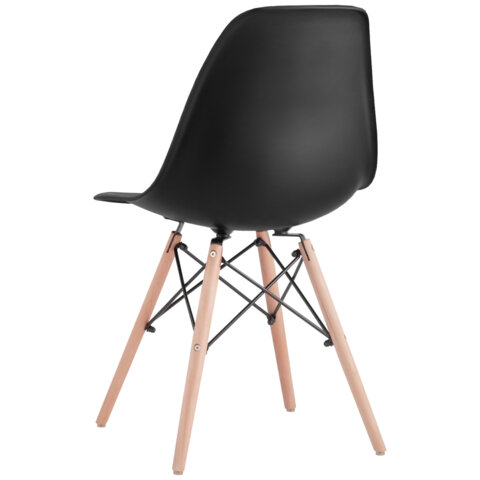 Стулья BRABIX "Eames CF-010", КОМПЛЕКТ 4 шт., пластик черный, опоры дерево/металл, 532631