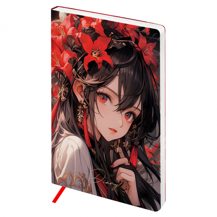 УЦЕНКА - Ежедневник недатированный, А5, 136л., мягкий переплет, кожзам, BG "Anime. Girl" (осн 370251)