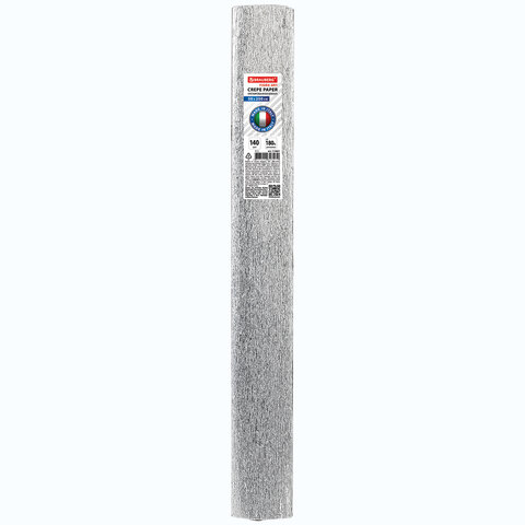 Бумага гофрированная/креповая (ИТАЛИЯ) 140 г/м2, 50х250 см, серебристая (912), BRAUBERG FIORE, 112601