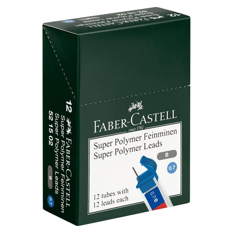 Грифели для механических карандашей Faber-Castell "Polymer", 12шт., 0,7мм, B
