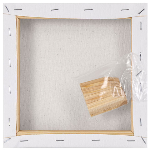 Холст на подрамнике BRAUBERG ART BASIC, 20х20 см, 280 г/м2, хлопок, мелкое зерно, грунт, 192664