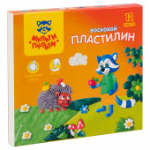 Пластилин Мульти-Пульти "Енот в лесу", 12 цветов, 180г, восковой, со стеком, картон