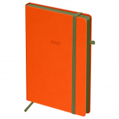 Ежедневник датированный 2027г., А5, 176л., твердый переплет, кожзам, BG "Contrast. Orange", оранжевый, цветной срез, на резинке