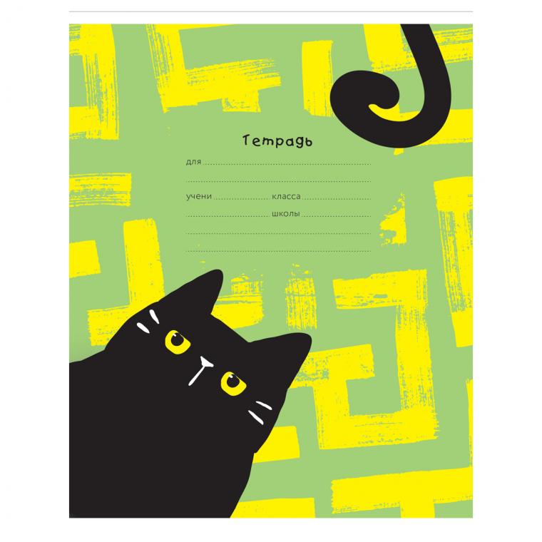 УЦЕНКА - Тетрадь 12л., косая линия BG "Черный кот" (осн 364552)