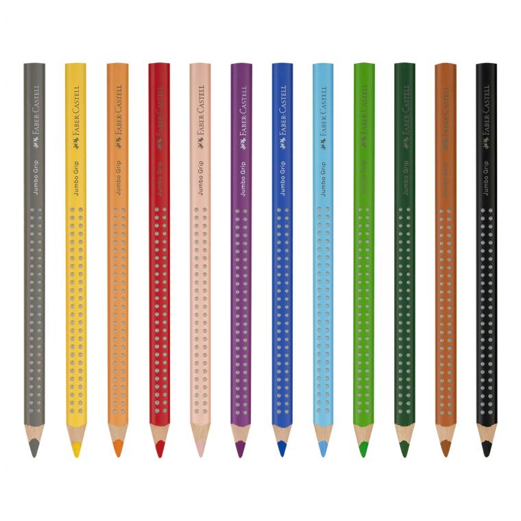 Карандаши цветные Faber-Castell "Jumbo Grip", 12цв., трехгран., утолщен., заточен., картон, европодв