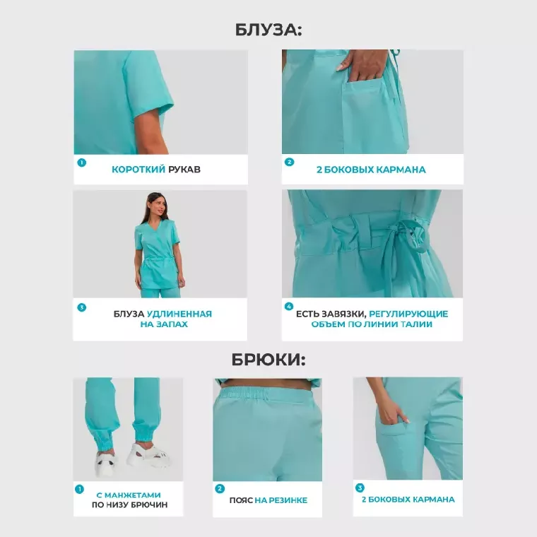 Костюм жен (куртка, бр) м24 бирюз 104/158-164
