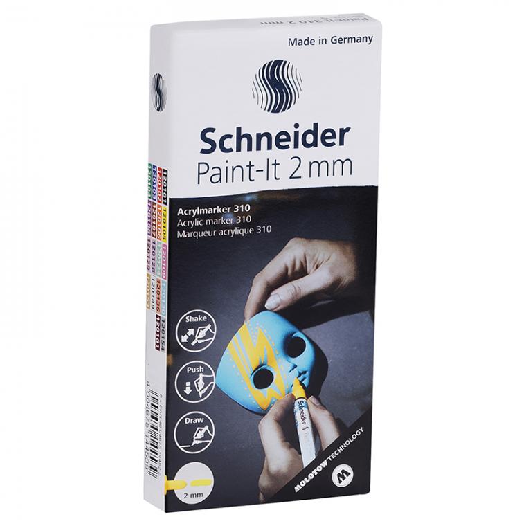 Маркер акриловый Schneider "Paint-It 310" 2мм, пулевидный, серебряный