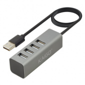 Хаб-разветвитель KG-119, USB-A 2.0, 4 в 1, 4 x USB-A 2.0, 80 cм, серый, KAIGO (КАЙГО), 355066